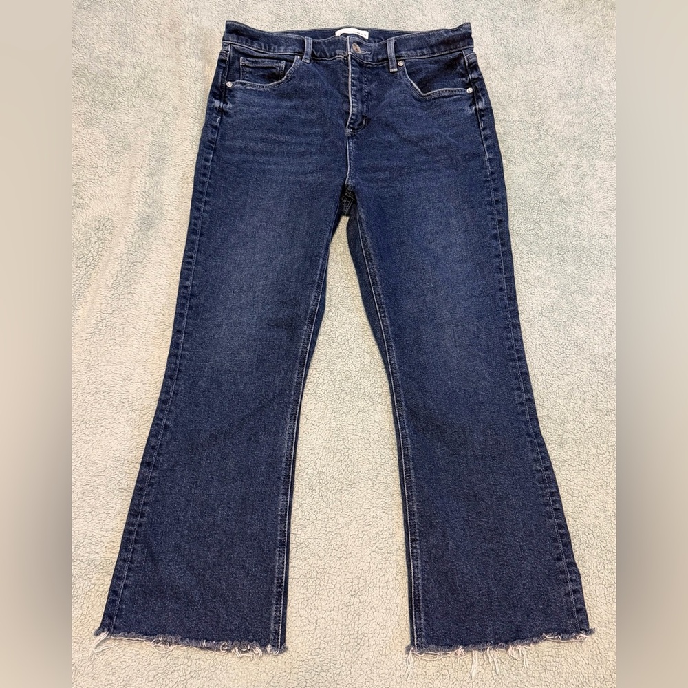 LOFT Dark Blue high waist kick crop, sz 30/10